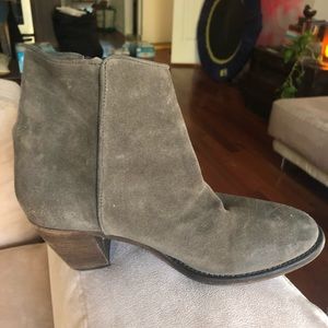 Barney’s New York suede olive green ankle booties